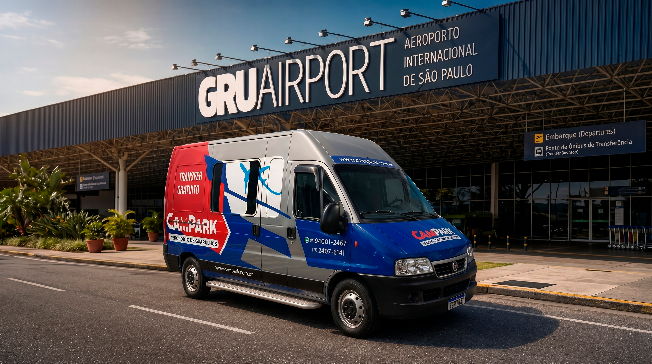 Van de traslado CallPark entre o estacionamento e o terminal do aeroporto